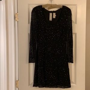 Lillie Rubin Sequined Little Black Cocktail Dress